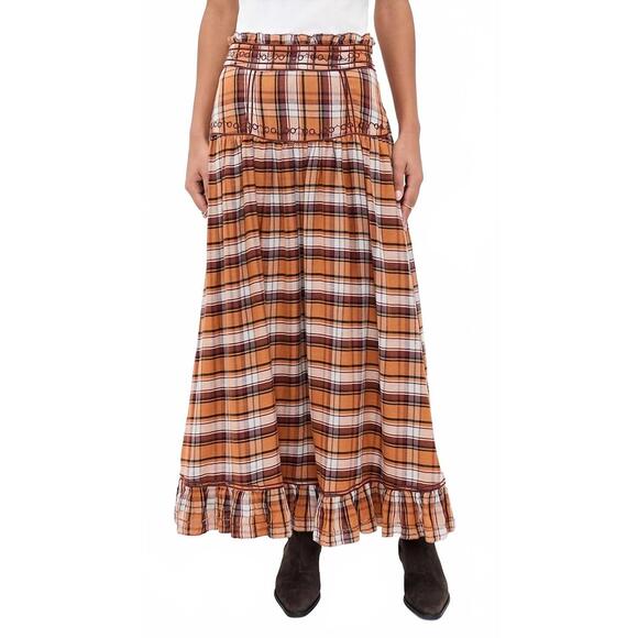 NEW CAROLINA K jinete skirt in brown plaid